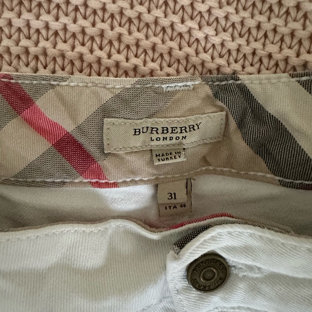 Burberry London Beige and Red Plaid Trousers